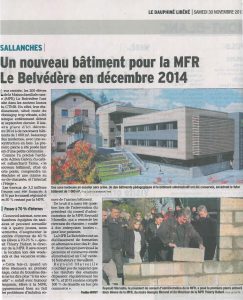 023-Article 1ere pierre Dauphiné Libéré-MFR Le Belvédère Sallanches Tema Architectes