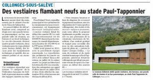 07-Article Le Dauphiné octobre 2015 Vestiaires Collonges-sous-Salève-Tema Architectes